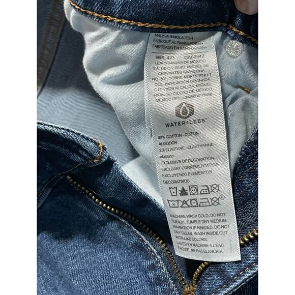 Levi's Denizen Boyfriend Jeans Womens 6 (34 x 25) Blue Straight Leg Cuffed Legs - Picture 6 of 10